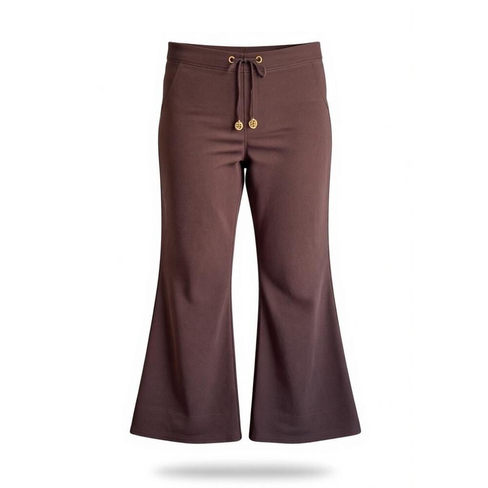 Tory Burch wide leg drawstring brown lounge sweatpants